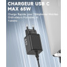 Chargeur USB C 65W, Charge Rapide PD3.0 PPS, GaN II avec Câble Tressé 2M, Compatible pour MacBok Pro/Air, pour Samsung Galaxy S2