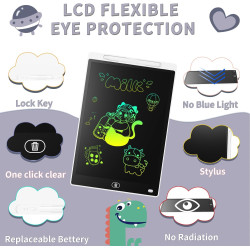 [Lot de 2] Genialba Tablette D'écriture LCD Colorée 10 Pouces, Planche À Dessin Effaçable Portable, Tablette Graphique Éducative