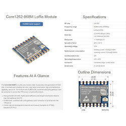 Waveshare Module LoRa Core1262-868M, bande EU868, longue portée, haute anti-interférence, construction d'un réseau LoRa avec pas