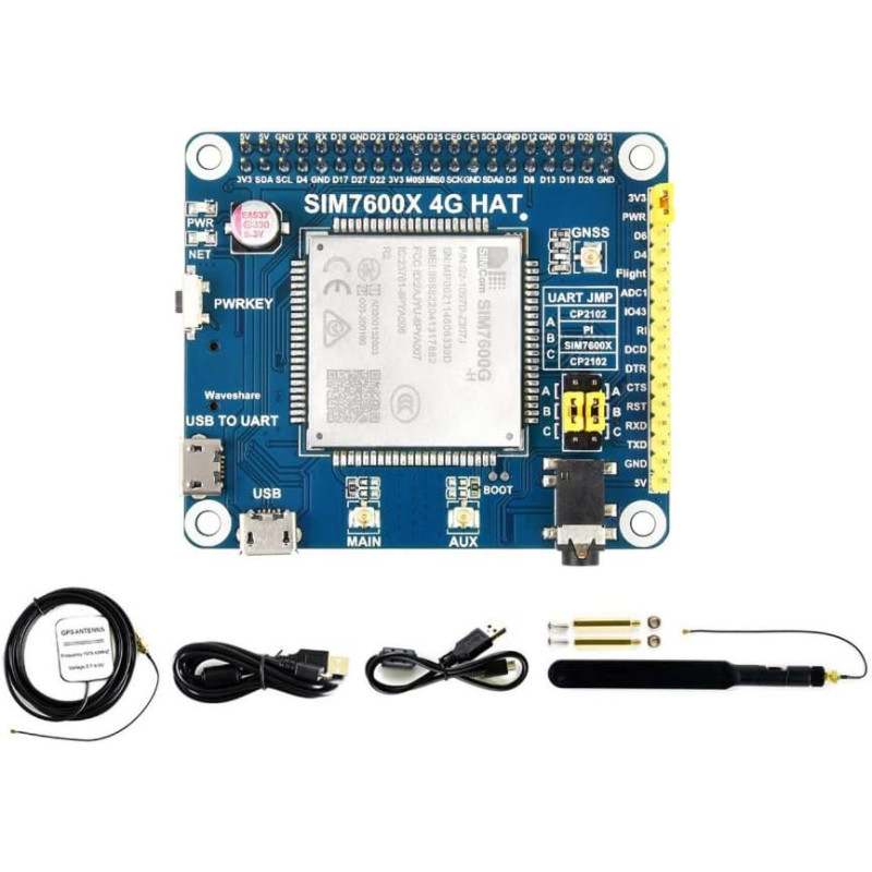 Waveshare SIM7600G-H 4G Hat, Supports LTE Cat-4 4G/3G/2G, GNSS Positioning, Global Band, Compatible with Raspberry Pi 4B/3B+/3A+
