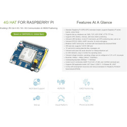 Waveshare SIM7600G-H 4G Hat, Supports LTE Cat-4 4G/3G/2G, GNSS Positioning, Global Band, Compatible with Raspberry Pi 4B/3B+/3A+