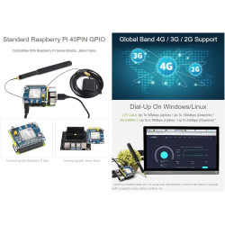 Waveshare SIM7600G-H 4G Hat, Supports LTE Cat-4 4G/3G/2G, GNSS Positioning, Global Band, Compatible with Raspberry Pi 4B/3B+/3A+