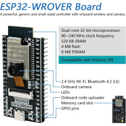 Freenove ESP32 Kit Dev CAM Board Super Starter Kit, Microcontrôleur à Double Noyau 32 Bits 240 MHz, Caméra Embarquée WiFi + BT, 