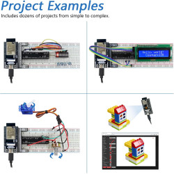 Freenove ESP32 Kit Dev CAM Board Super Starter Kit, Microcontrôleur à Double Noyau 32 Bits 240 MHz, Caméra Embarquée WiFi + BT, 
