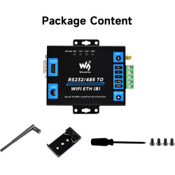 Waveshare Industrial Grade Serial Server RS232/485 to WiFi and Ethernet, Modbus/MQTT Gateway, Metal Case, Support Wall Mount & R