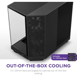 NZXT H6 Flow | CC-H61FB-01 | Boîtier Moyen-Tour Compact Double Chambre Airflow | Panneaux panoramiques en Verre | Panneaux Airfl