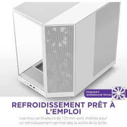 NZXT H6 Flow | CC-H61FW-01 | Boîtier Moyen-Tour Compact Double Chambre Airflow | Panneaux panoramiques en Verre | Panneaux Airfl