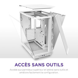 NZXT H6 Flow | CC-H61FW-01 | Boîtier Moyen-Tour Compact Double Chambre Airflow | Panneaux panoramiques en Verre | Panneaux Airfl