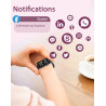 Montre Femme Connectée Frequence Cardiaque Saturation Oxygène Montre Sport Contrôle de la Musique Meteo Trackers d'Activité Cont
