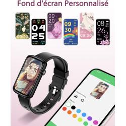 Montre Femme Connectée Frequence Cardiaque Saturation Oxygène Montre Sport Contrôle de la Musique Meteo Trackers d'Activité Cont