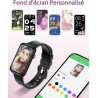 Montre Femme Connectée Frequence Cardiaque Saturation Oxygène Montre Sport Contrôle de la Musique Meteo Trackers d'Activité Cont