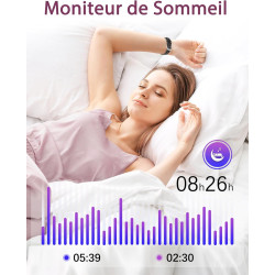 Montre Femme Connectée Frequence Cardiaque Saturation Oxygène Montre Sport Contrôle de la Musique Meteo Trackers d'Activité Cont