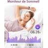Montre Femme Connectée Frequence Cardiaque Saturation Oxygène Montre Sport Contrôle de la Musique Meteo Trackers d'Activité Cont