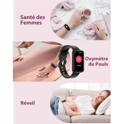 Montre Femme Connectée Frequence Cardiaque Saturation Oxygène Montre Sport Contrôle de la Musique Meteo Trackers d'Activité Cont