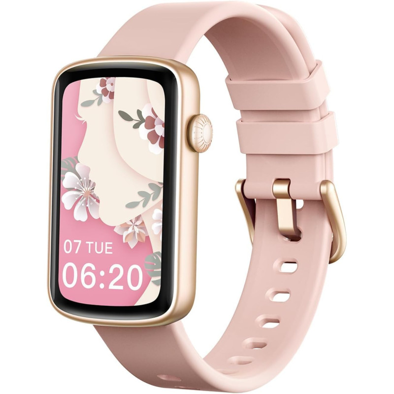 Bracelet Connecté Femme Montre Connectée avec Podometre Cardiofrequencemetre SpO2 Suivi de Cycle Suivi Sommeil Fond d écran Pers