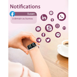 Bracelet Connecté Femme Montre Connectée avec Podometre Cardiofrequencemetre SpO2 Suivi de Cycle Suivi Sommeil Fond d écran Pers