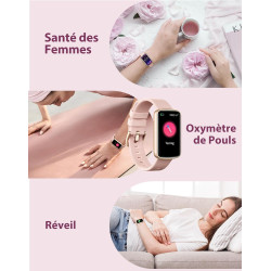 Bracelet Connecté Femme Montre Connectée avec Podometre Cardiofrequencemetre SpO2 Suivi de Cycle Suivi Sommeil Fond d écran Pers
