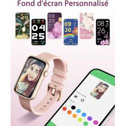 Bracelet Connecté Femme Montre Connectée avec Podometre Cardiofrequencemetre SpO2 Suivi de Cycle Suivi Sommeil Fond d écran Pers