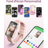 Bracelet Connecté Femme Montre Connectée avec Podometre Cardiofrequencemetre SpO2 Suivi de Cycle Suivi Sommeil Fond d écran Pers