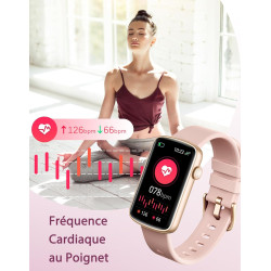 Bracelet Connecté Femme Montre Connectée avec Podometre Cardiofrequencemetre SpO2 Suivi de Cycle Suivi Sommeil Fond d écran Pers