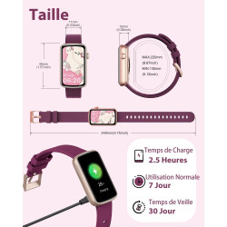 Montre Connectée Femme Montre Sport Bracelet Connecté Podometre Cardiofrequencemetre Oxymetre Trackers d'Activité Smartwatch Eta