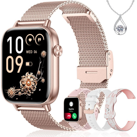 Iaret Montre Connectée Femme, 4 Bracelets, 1.83" Smartwatch, Fonction Féminine, Appels HD, 110+ Modes Sport, Podometre, Moniteur