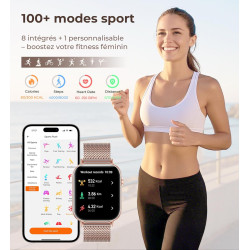 Iaret Montre Connectée Femme, 4 Bracelets, 1.83" Smartwatch, Fonction Féminine, Appels HD, 110+ Modes Sport, Podometre, Moniteur