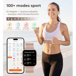 Iaret Montre Connectée Femme, 4 Bracelets, 1.83" Smartwatch, Fonction Féminine, Appels HD, 110+ Modes Sport, Podometre, Moniteur