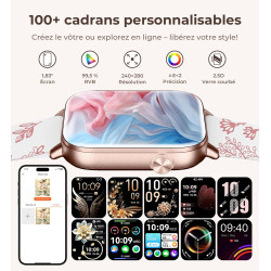 Iaret Montre Connectée Femme, 4 Bracelets, 1.83" Smartwatch, Fonction Féminine, Appels HD, 110+ Modes Sport, Podometre, Moniteur