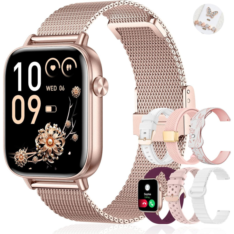 Iaret Montre Connectée Femme, 7 Bracelets, 1.83" Smartwatch, Fonction Féminine, Appels HD, 110+ Modes Sport, Podometre, Moniteur