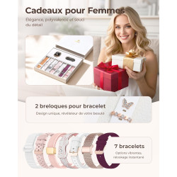 Iaret Montre Connectée Femme, 7 Bracelets, 1.83" Smartwatch, Fonction Féminine, Appels HD, 110+ Modes Sport, Podometre, Moniteur