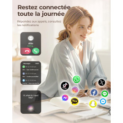 Iaret Montre Connectée Femme, 7 Bracelets, 1.83" Smartwatch, Fonction Féminine, Appels HD, 110+ Modes Sport, Podometre, Moniteur