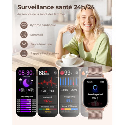 Iaret Montre Connectée Femme, 7 Bracelets, 1.83" Smartwatch, Fonction Féminine, Appels HD, 110+ Modes Sport, Podometre, Moniteur