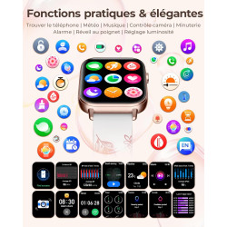 Iaret Montre Connectée Femme, 7 Bracelets, 1.83" Smartwatch, Fonction Féminine, Appels HD, 110+ Modes Sport, Podometre, Moniteur