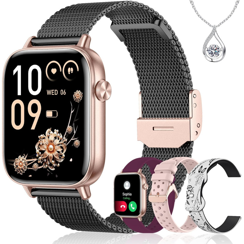 Iaret Montre Connectée Femme, 4 Bracelets, 1.83" Smartwatch, Fonction Féminine, Appels HD, 110+ Modes Sport, Podometre, Moniteur