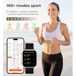 Iaret Montre Connectée Femme, 4 Bracelets, 1.83" Smartwatch, Fonction Féminine, Appels HD, 110+ Modes Sport, Podometre, Moniteur