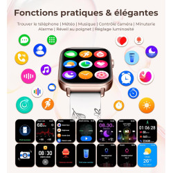Iaret Montre Connectée Femme, 4 Bracelets, 1.83" Smartwatch, Fonction Féminine, Appels HD, 110+ Modes Sport, Podometre, Moniteur