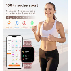 Iaret Montre Connectée Femme, 4 Bracelets, 1.83" Smartwatch, Fonction Féminine, Appels HD, 110+ Modes Sport, Podometre, Moniteur