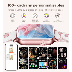 Iaret Montre Connectée Femme, 4 Bracelets, 1.83" Smartwatch, Fonction Féminine, Appels HD, 110+ Modes Sport, Podometre, Moniteur