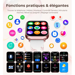 Iaret Montre Connectée Femme, 4 Bracelets, 1.83" Smartwatch, Fonction Féminine, Appels HD, 110+ Modes Sport, Podometre, Moniteur