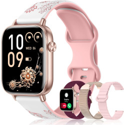 Iaret Montre Connectée Femme, 4 Bracelets, 1.83" Smartwatch, Fonction Féminine, Appels HD, 110+ Modes Sport, Podometre, Moniteur
