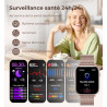Iaret Montre Connectée Femme, 4 Bracelets, 1.83" Smartwatch, Fonction Féminine, Appels HD, 110+ Modes Sport, Podometre, Moniteur