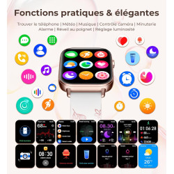 Iaret Montre Connectée Femme, 4 Bracelets, 1.83" Smartwatch, Fonction Féminine, Appels HD, 110+ Modes Sport, Podometre, Moniteur