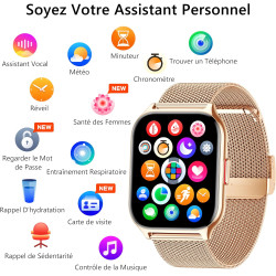 Montre connectée femme homme avec appel bleutooth, 2,0" hd smartwatch, 100+ sportifs, moniteur de sommeil cardiofréquencemètre t