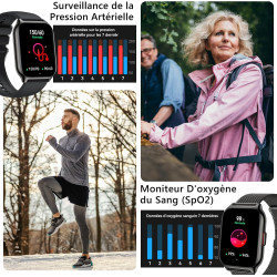 Montre connectée homme femme avec appel bleutooth, 2,0" hd smartwatch, 100+ sportifs, moniteur de sommeil cardiofréquencemètre t