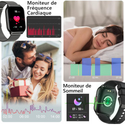 Montre connectée homme femme avec appel bleutooth, 2,0" hd smartwatch, 100+ sportifs, moniteur de sommeil cardiofréquencemètre t