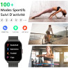 Montre connectée homme femme avec appel bleutooth, 2,0" hd smartwatch, 100+ sportifs, moniteur de sommeil cardiofréquencemètre t