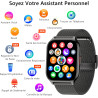 Montre connectée homme femme avec appel bleutooth, 2,0" hd smartwatch, 100+ sportifs, moniteur de sommeil cardiofréquencemètre t