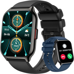 Montre connectée homme femme avec appel bleutooth, 2,0" hd smartwatch, 100+ sportifs, moniteur de sommeil cardiofréquencemètre t