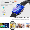 Montre connectée homme femme avec appel bleutooth, 2,0" hd smartwatch, 100+ sportifs, moniteur de sommeil cardiofréquencemètre t